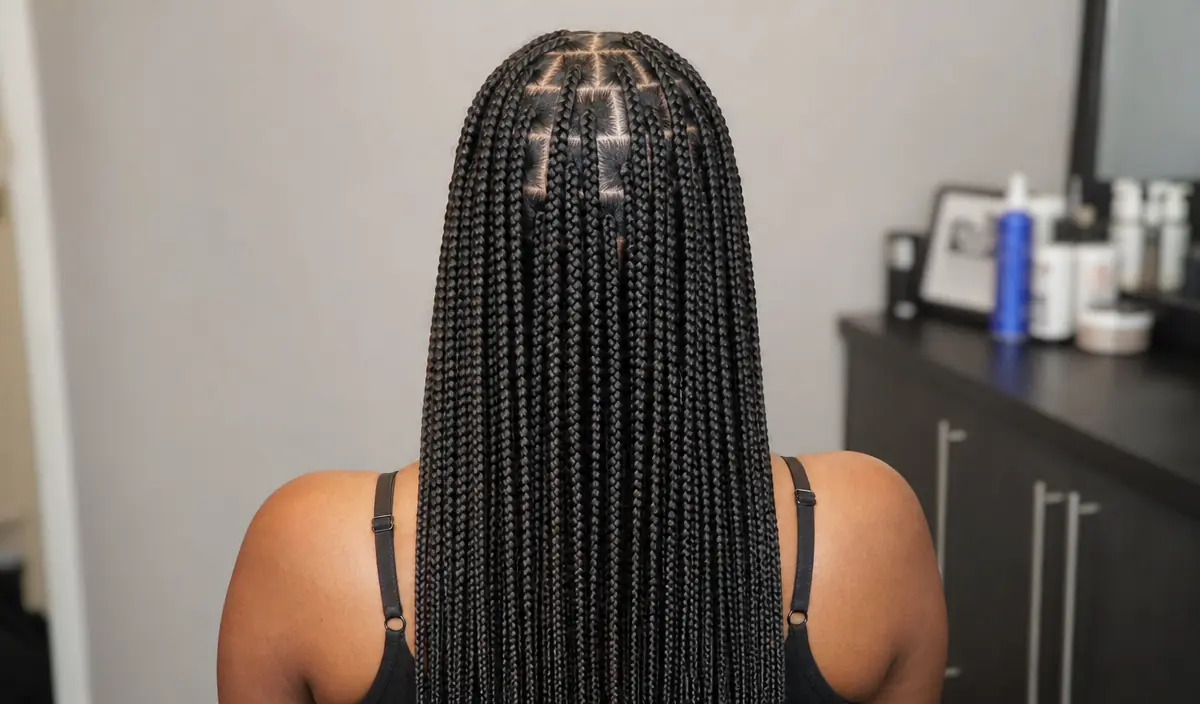 Finished knotless box braids after appointment